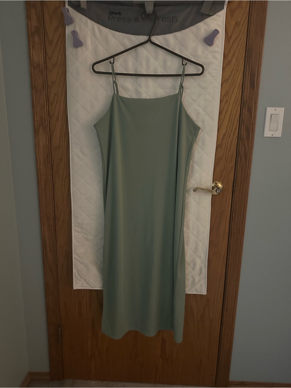 H&M Sage Green Satin Slip Midi Dress